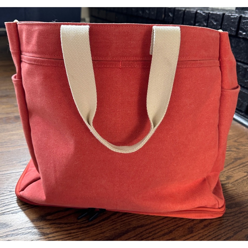Birdling Day Tripper Canvas Tote Pink Multi Pocket Strap Travel Gym Carryall